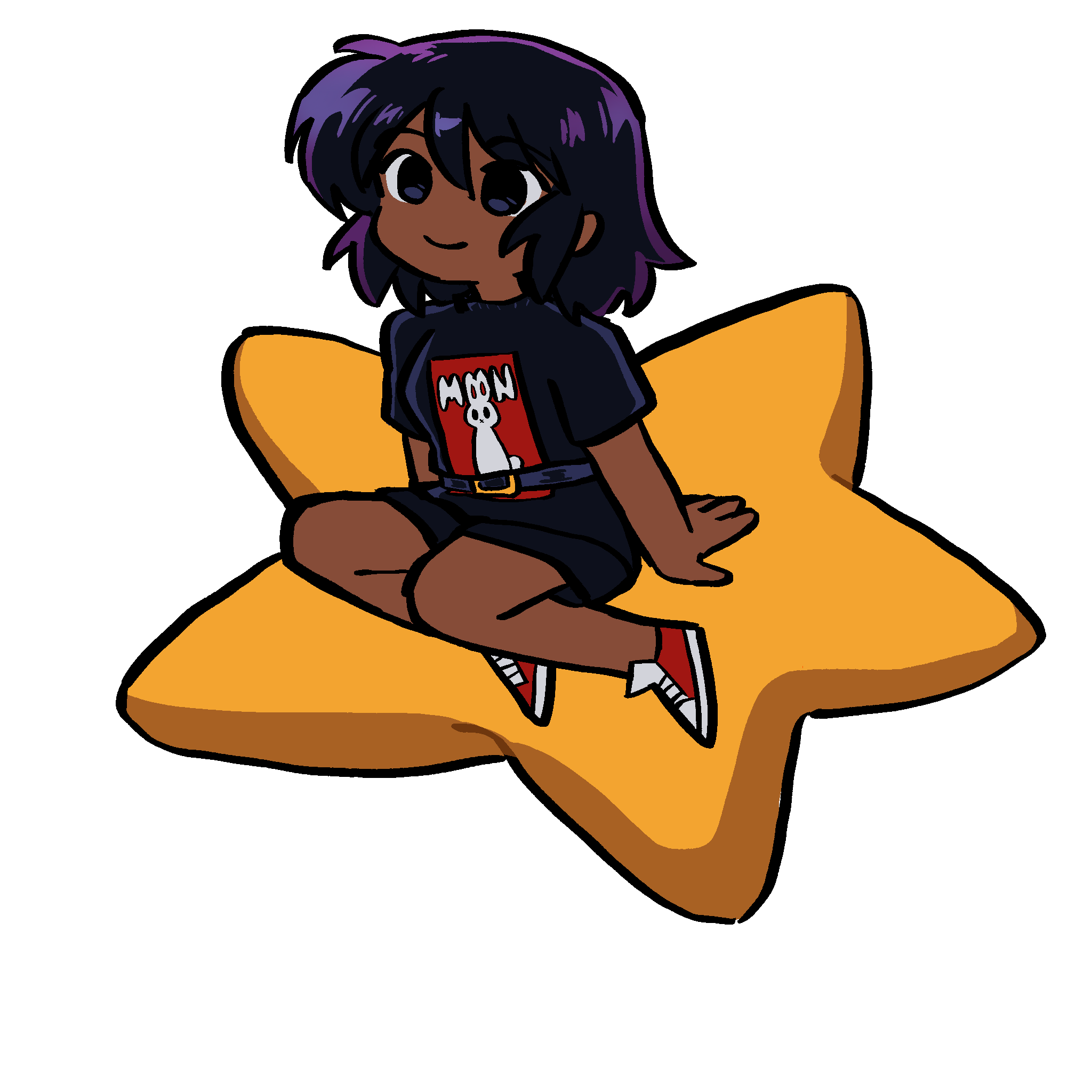 momo sitting on a star