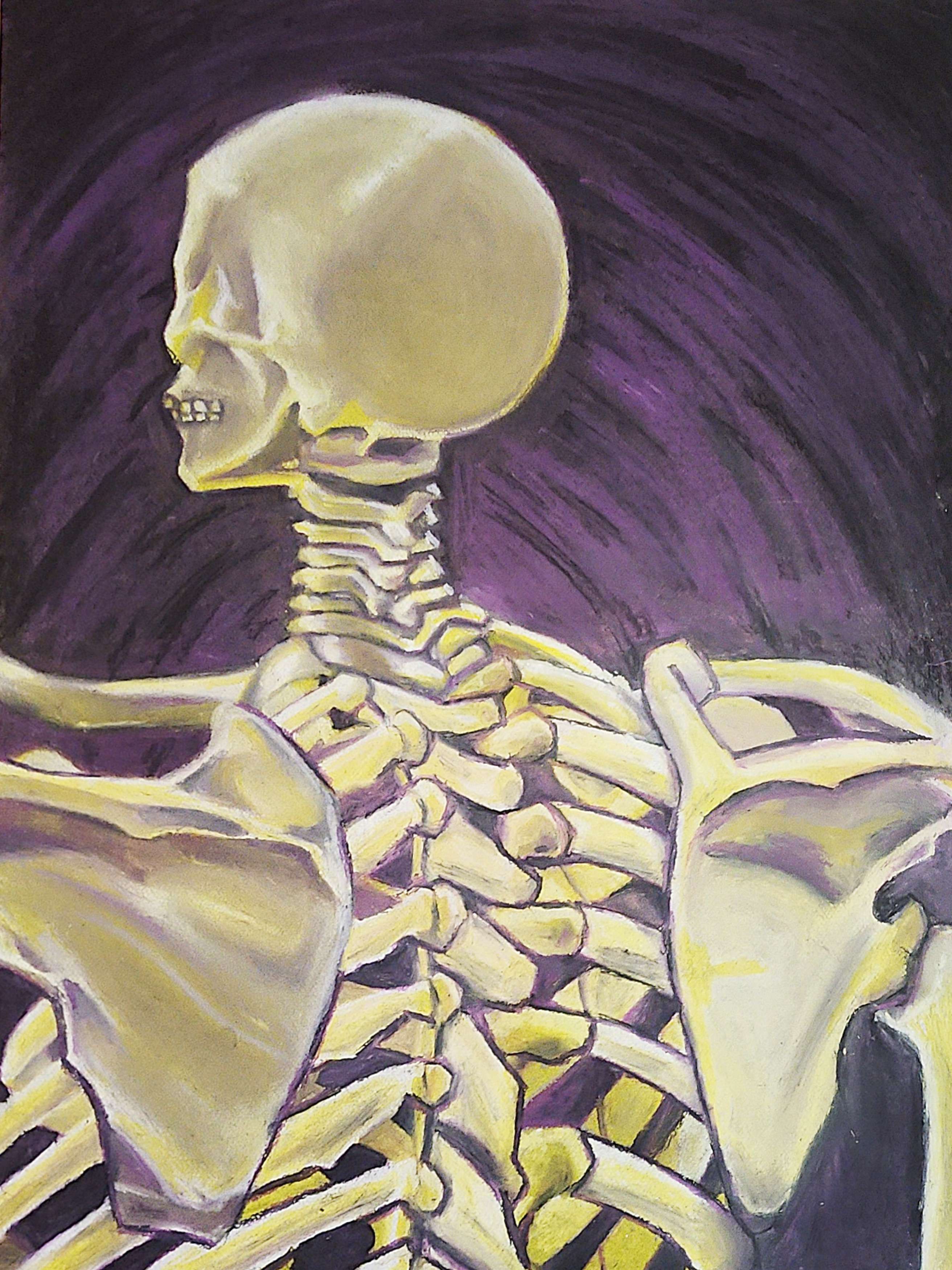 oil pastel skeleton