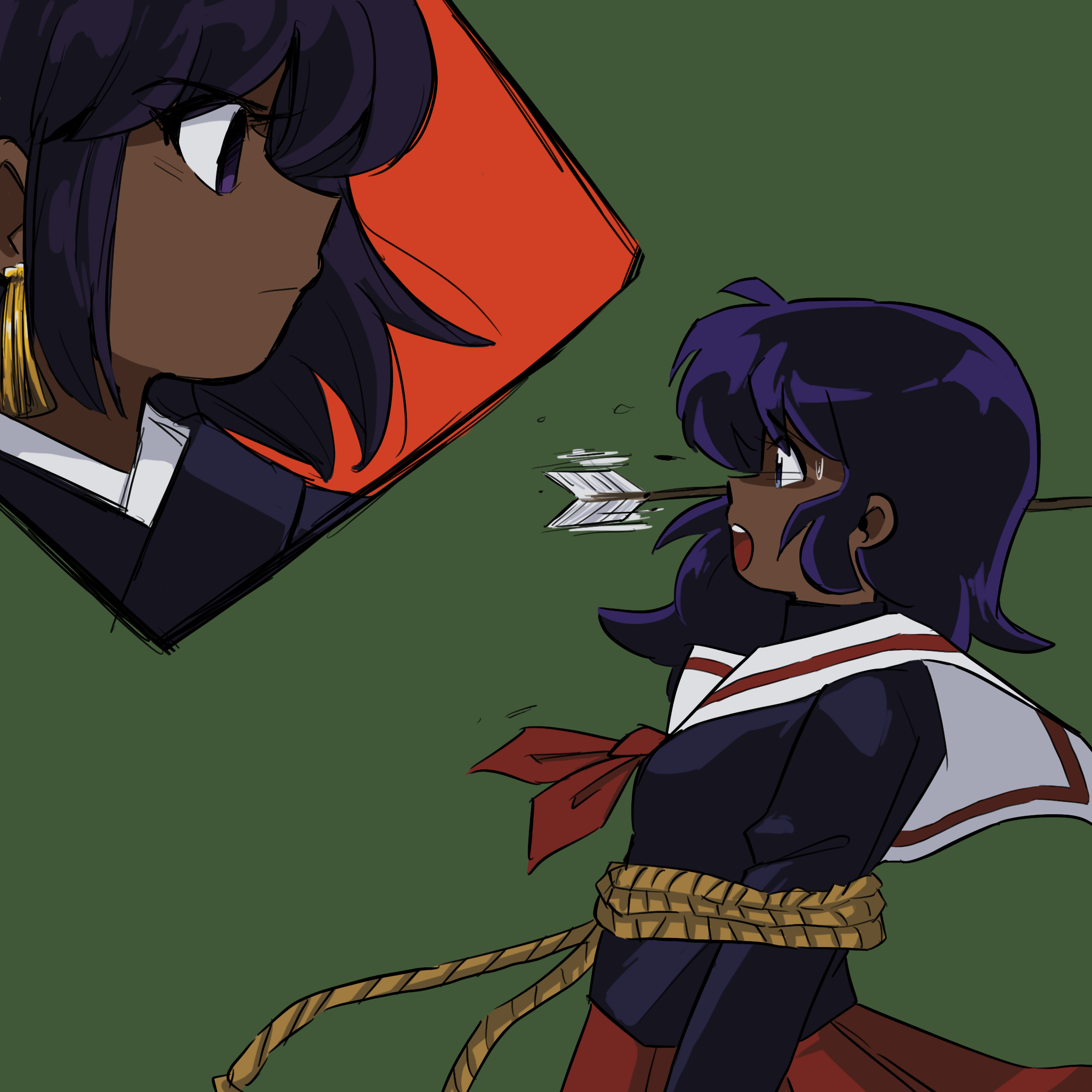 ume shoots arrow at momo