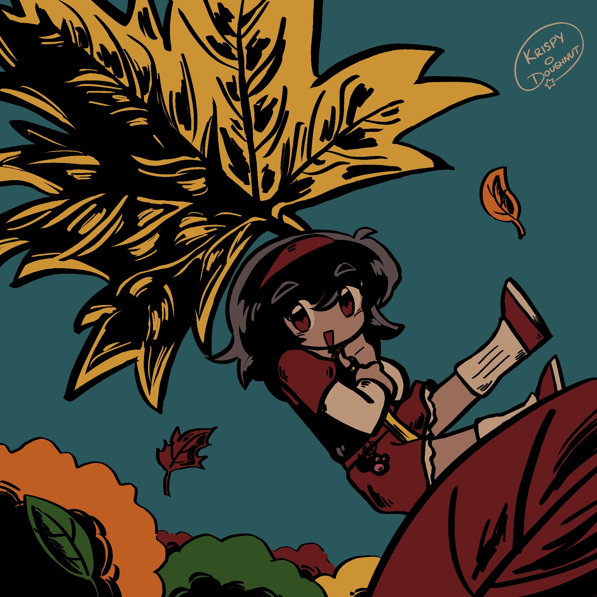 merry floating on a leaf