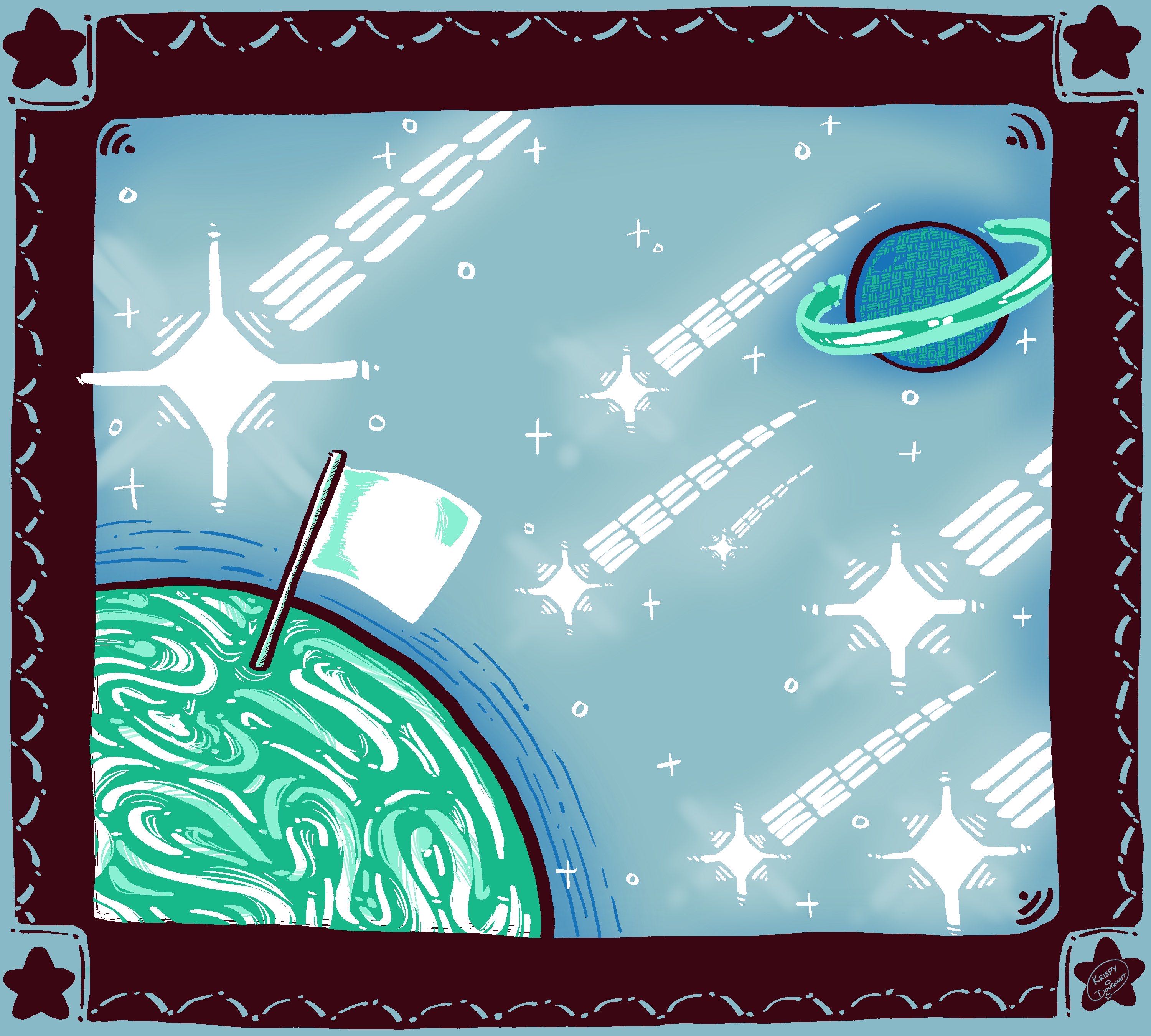 image of shooting stars and planets